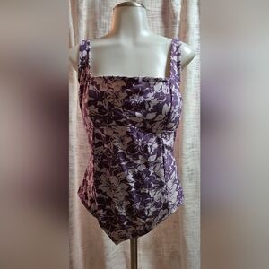 #827 Kona Sol Womens Swimsuit One Piece  Purple Floral